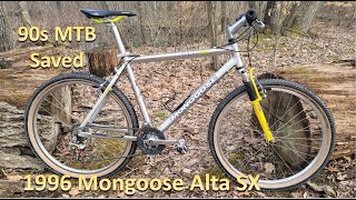 This is NOT a Walmart Mongoose!  Starring a 1996 Mongoose Alta SX & Rock Shox Quadra 21R rebuild
