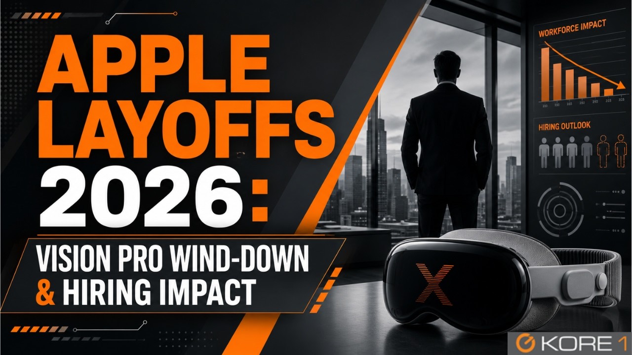 Apple Layoffs 2026 Vision Pro wind-down and hiring impact video - KORE1
