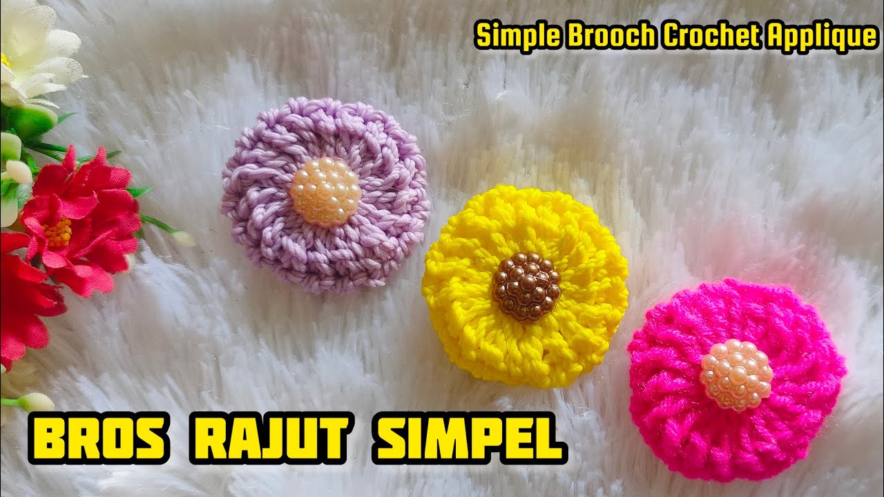 Bros Rajut Simpel / Simple Brooch Crochet Applique - YouTube