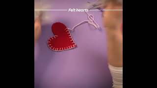Easy sewing Red Felt Hearts! #shorts
