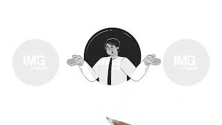 Confused arab businessman expressing uncertainty outline hand drawn 2D character animation