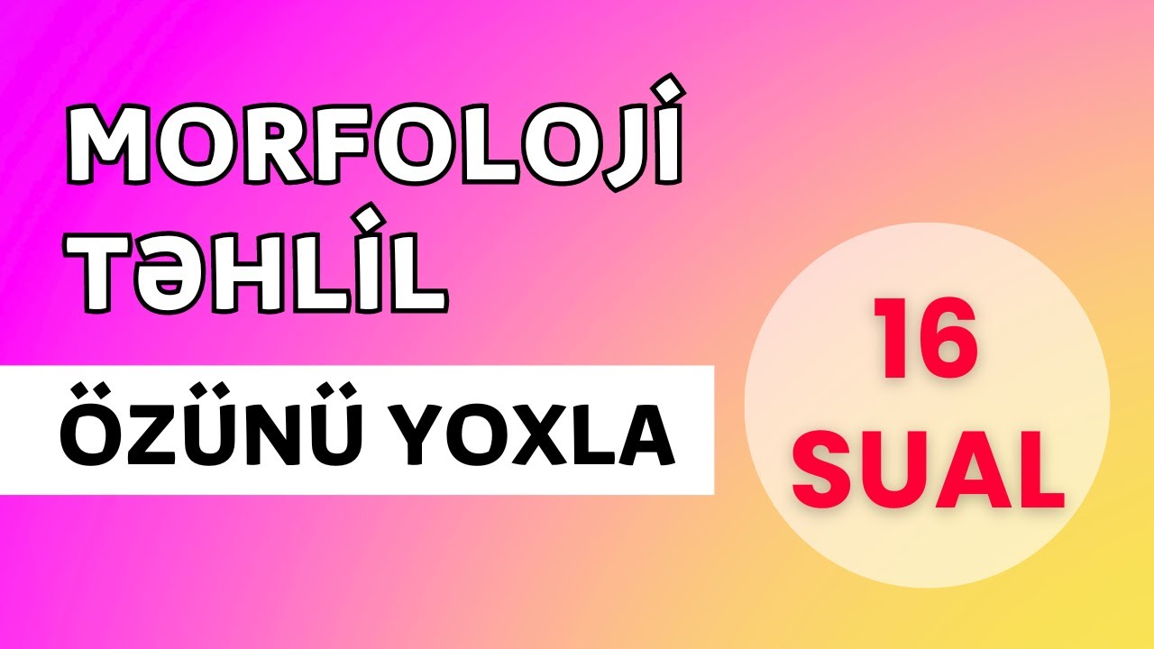 Morfoloji təhlil | 16 sual özünü yoxla | Azərbaycan dili #miq2024 #blok #buraxılış