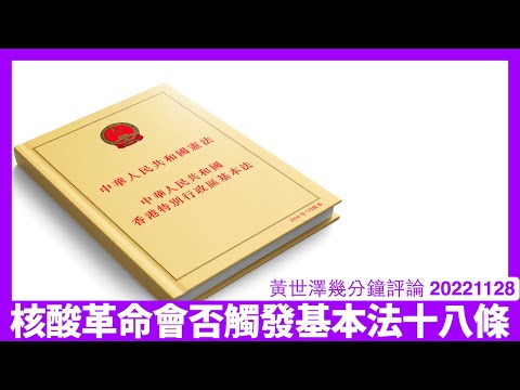 核酸革命如果蔓延到香港 中國變成八九年翻版時基本法就有動用十八條危機 全國性法律一體實施到香港就連僅餘一國兩制都無 香港人要留意北面事態 黃世澤幾分鐘評論 20221128 Episode cover