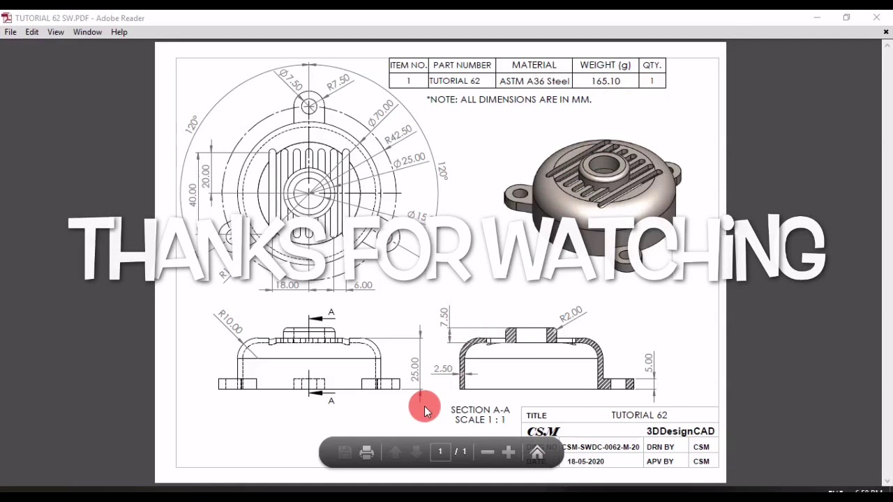 SOLIDWORKS TRAINING TUTORIAL 62 - YouTube