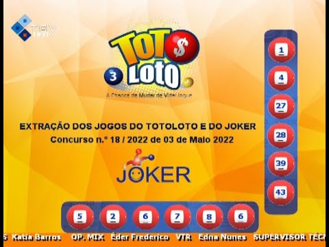 Extracao Numeros Do Totoloto E Joker 03 Maio 22 Youtube