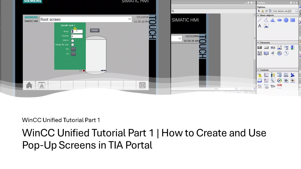 WinCC Unified Tutorial Part 1 How to Create and Use Pop Up Screens in ...