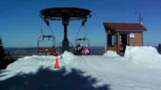 3 &6 year old & mom lift timberline skiing