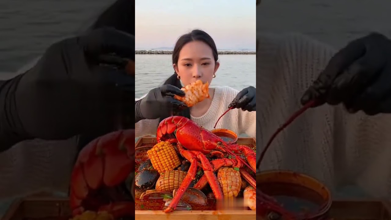ASMR Spicy Seafood 🌶🔥 Beautiful Lady Eating BIG Bites | No Talking 