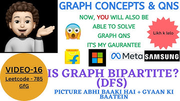 Is Graph Bipartite ? | DFS | Graph Concepts & Qns - 16 | codestorywithMIK