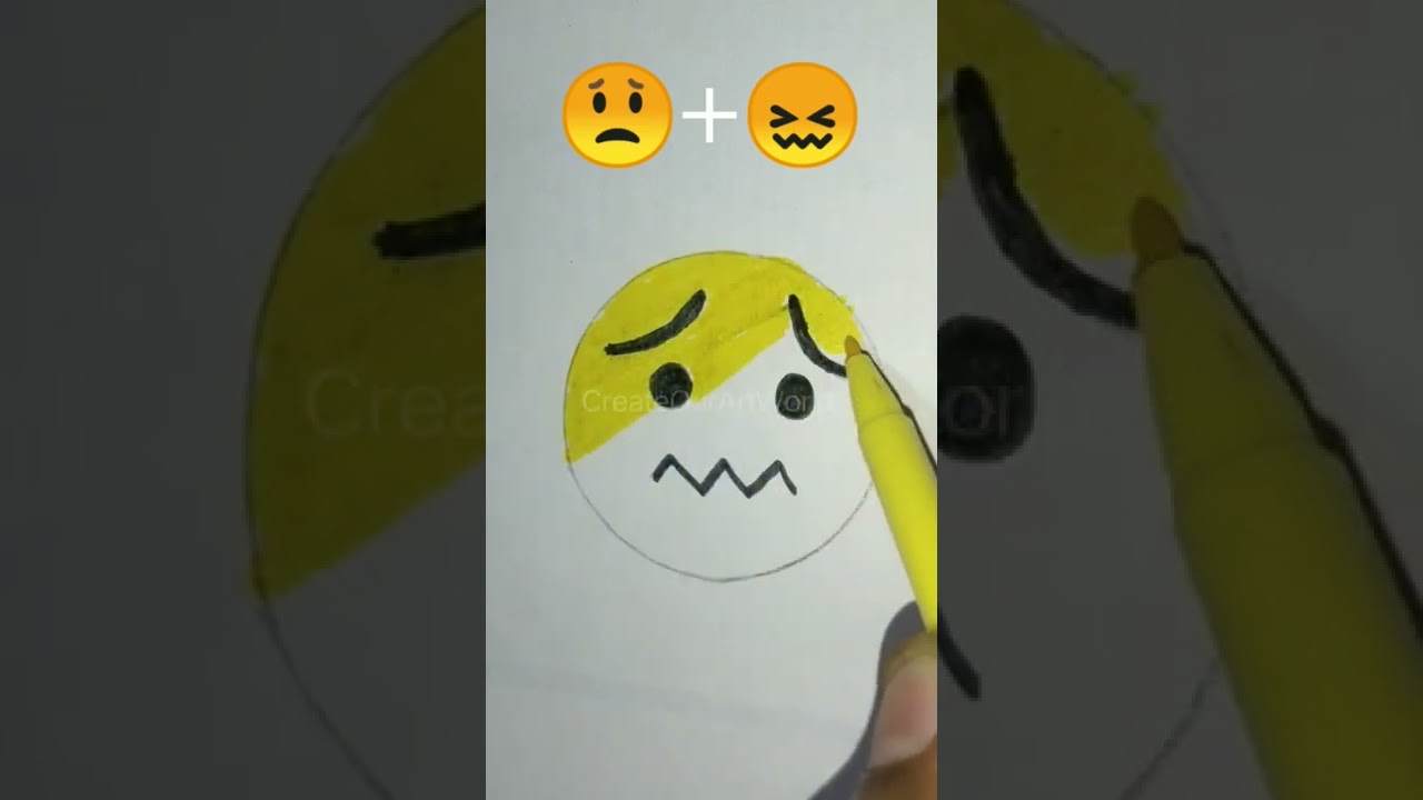 😟+😖=? Creative Emoji Drawing 
