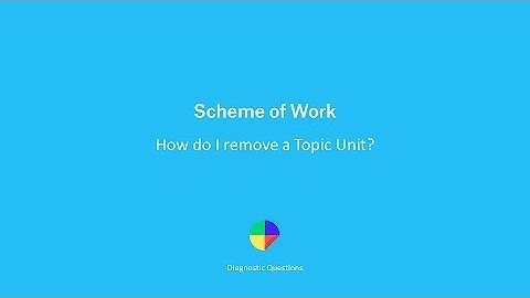 DQ Scheme of Work: How do I remove a Topic Unit?