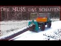 Holzrücken im Winter - zu glatt? Unimog 411 beim Stammholzrücken am Berg! 1/2