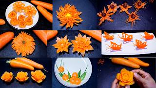 Beautiful Carrot Flowers Carving Garnish | AV Vegetable Carving Art