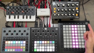 Circuit Combo. A Novation Dawless setup, external synths and midi controller routing