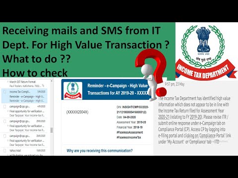 High Value Transaction SMS and email from Income Tax | E-campaign&Compliance portal related solution