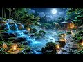 100% Stress Relief 🏮 Japanese Bamboo Garden at Night | Relaxing Stream Sounds