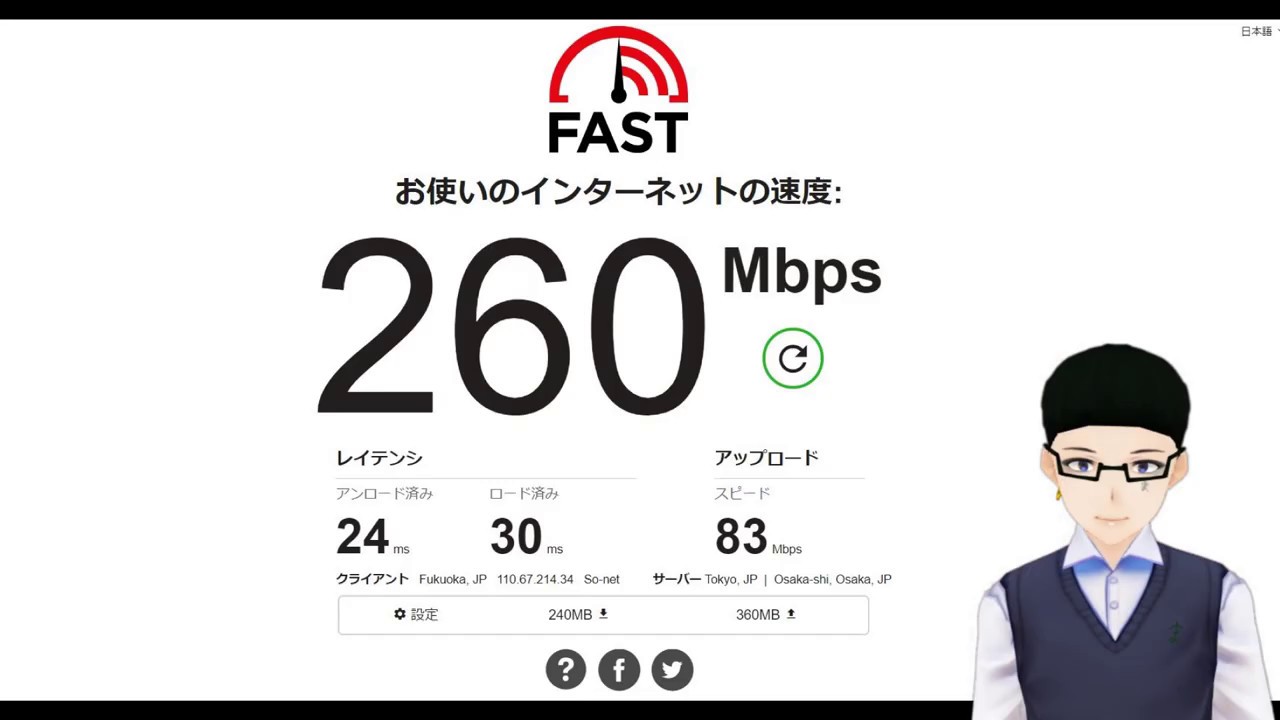 ソネット光開通直後に速度測定してみた