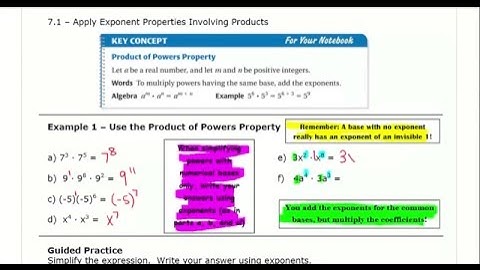 7.1 - Apply Exponent Properties Involving Products