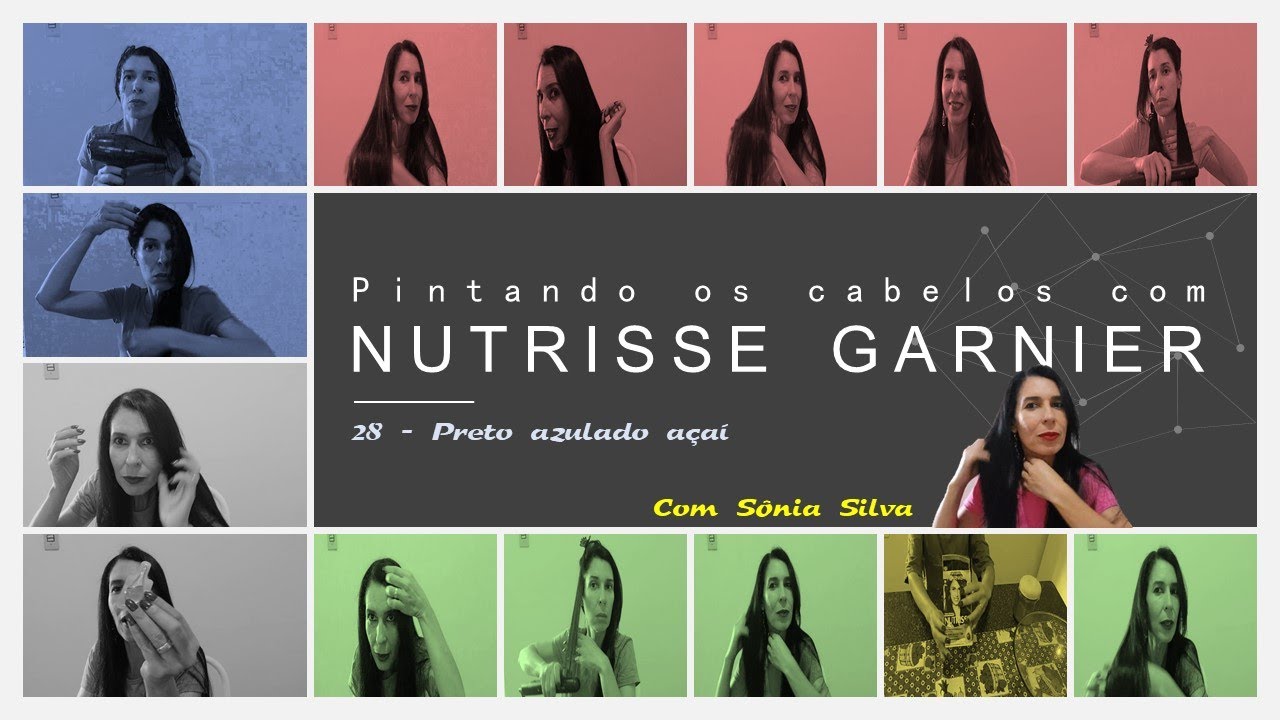 Pintando os cabelos com preto azulado acaí 28, da Nutrisse Garnier