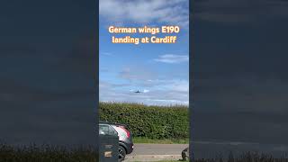 German wings E190 landing at Cardiff #planespotting #aviation #german #wings  #