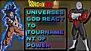 Universes gods react to goku/tournament of power||dragon ball super react||gaacha club||part 1||