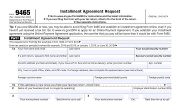 IRS Form 9465 walkthrough (Installment Agreement Request)