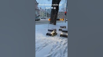 Food Delivery Robots Get Stuck in Snow #Shorts