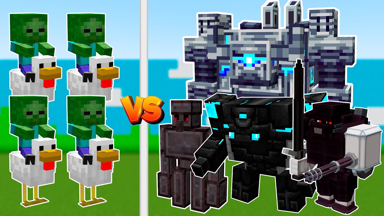 CHICKEN JOCKEYS vs Robots... [Minecraft Mob Battle] - YouTube