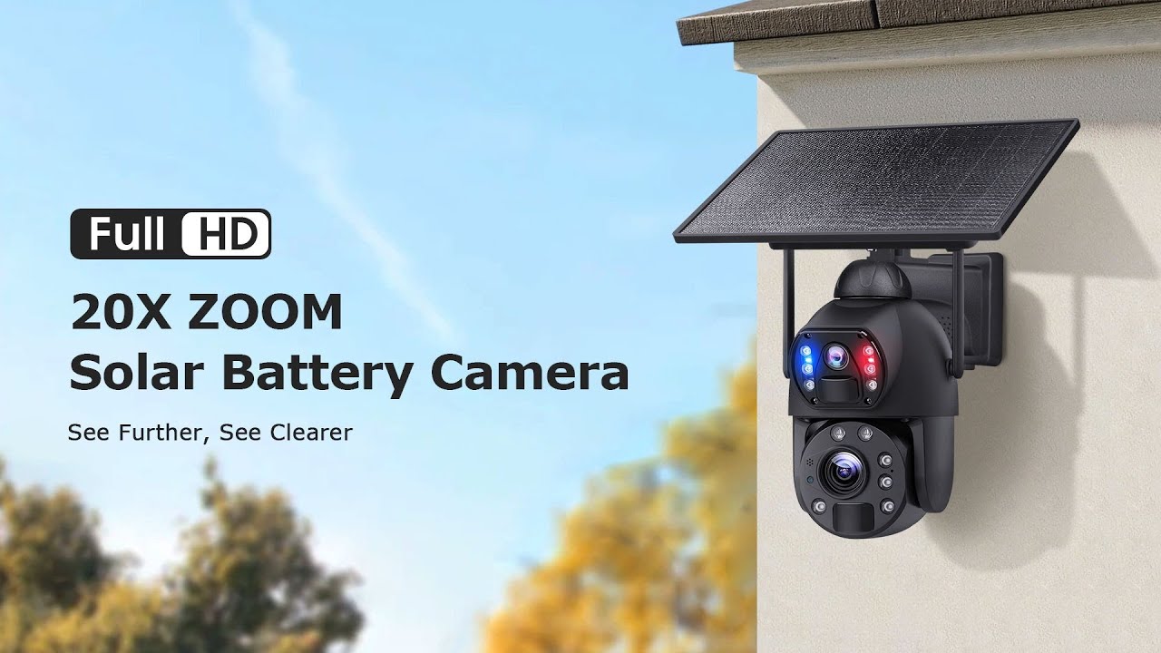 INQMEGA 20X Zoom Full Metal Case Dual Lens Solar Battery Camera