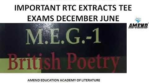 MEG 1 BRITISH POETRY RTC IMPORTANT EXTRACTS TEE EXAM IGNOU DECEMBER JUNE 2021
