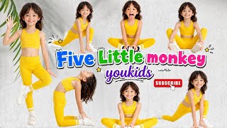 Five Little monkey youkids | Fun &amp; playful yoga poses | little yoga exercise | yoga for children | 