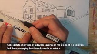 Two Point Perspective House and Yard Drawing  Part 2  mp4