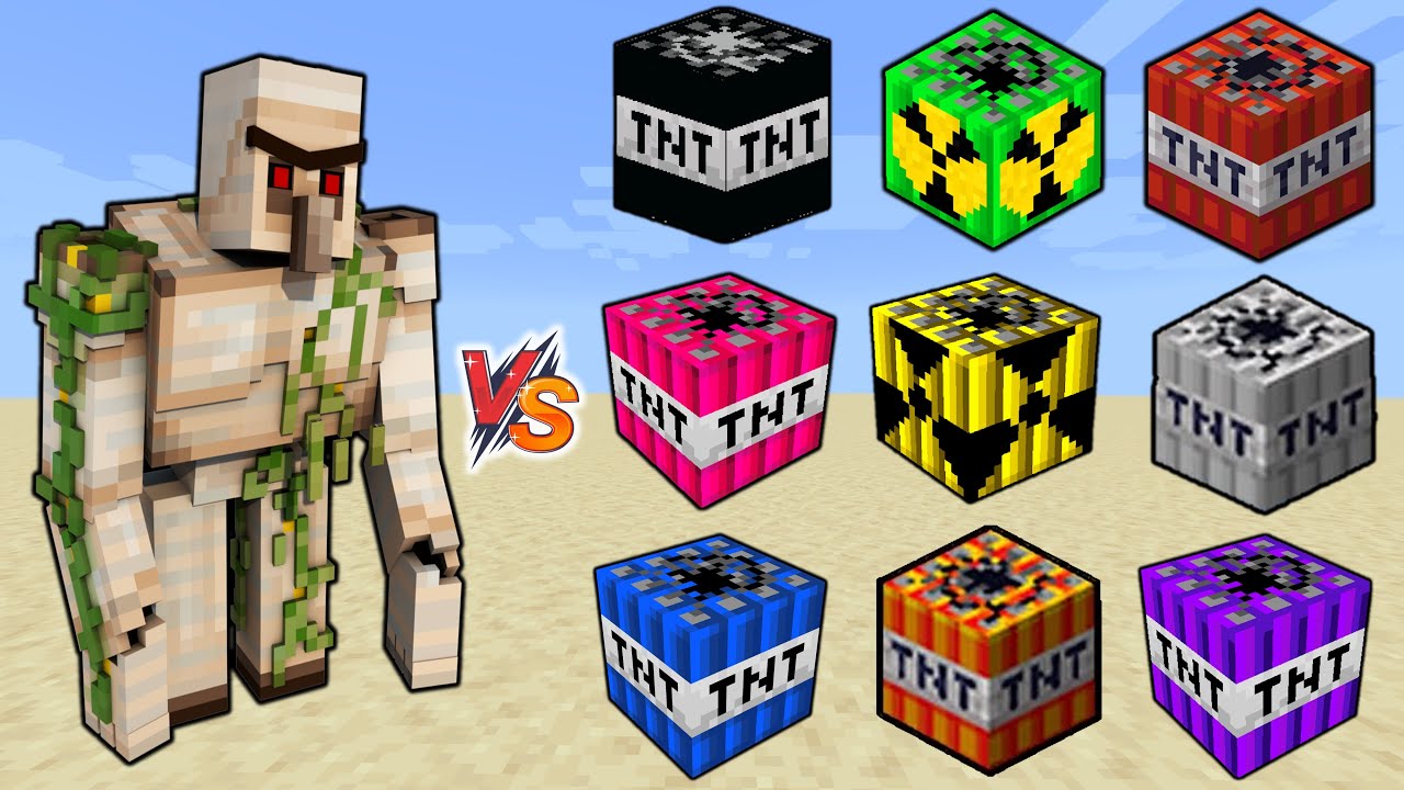 OP Mutant Iron Golem vs POWERFUL TNT in Minecraft Will he survive
