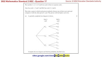 2022 Maths Standard 2 HSC Q17 Solve worded 2-stage probability problem by completing tree diagram