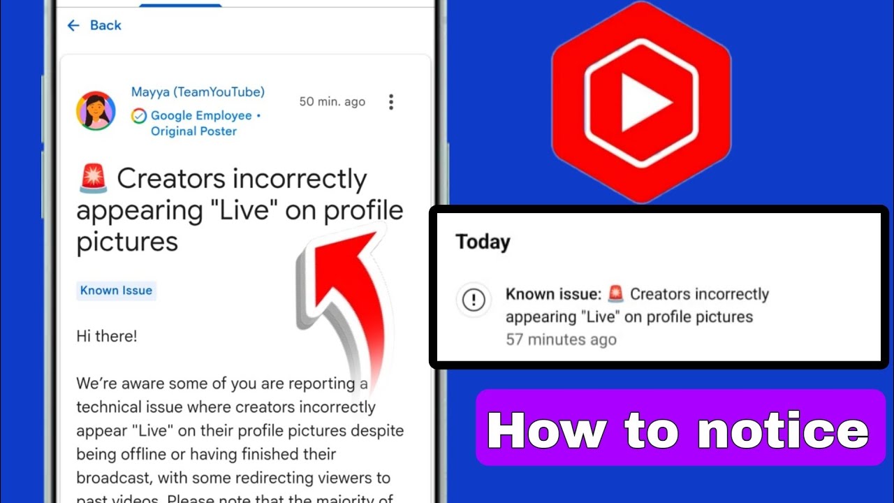  Know issue: 🚨 Creators incorrectlyappearing "Live" on profile pictures Known Issue how to fixed 