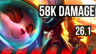 TEEMO vs GANGPLANK (TOP) | 58K damage | NA Grandmaster | 26.1