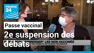 Passe vaccinal : deuxième suspension des débats à l'Assemblée nationale • FRANCE 24