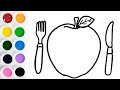 Dibujar y Colorear un Manzana Para Niños | FunKeep Aprende a Dibujar