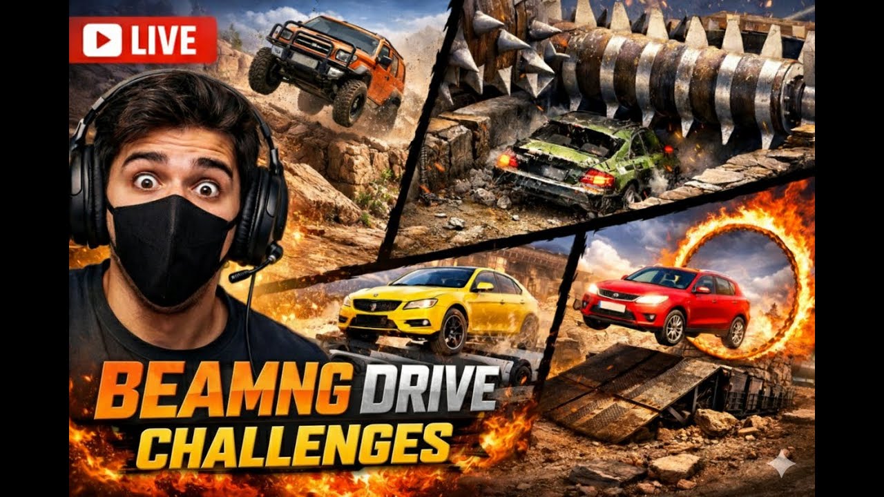 🔥 LIVE NOW: BeamNG.drive Insane Crash Tests, Jumps & Roller Smash Challenges! 🔥