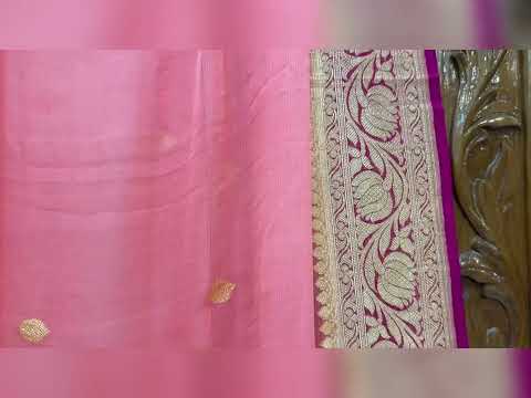 "Experience timeless elegance with this pure georgette handloom Banarasi saree - video from The Handlooms
