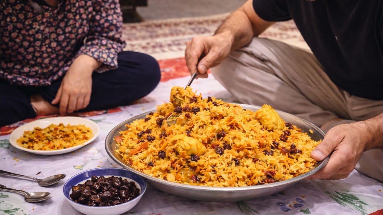 A Cozy Persian Dinner: Carrot Rice & Chicken (Havij Polo with Chicken)