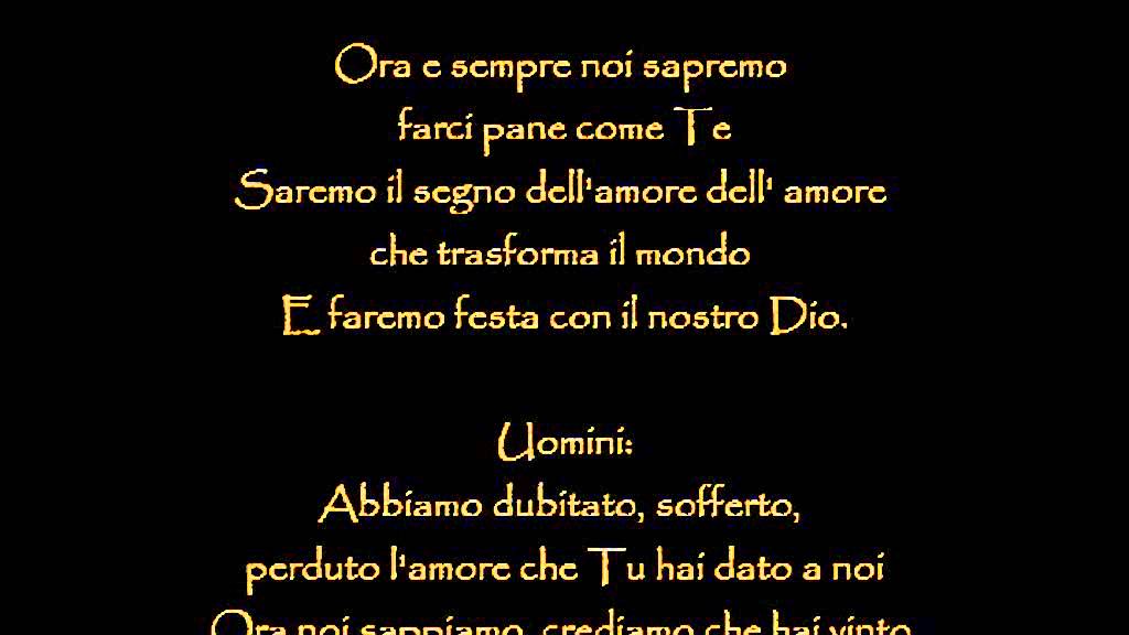 Pane Di Vita Nuova Testo Completo