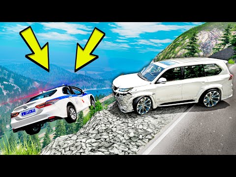 ПОЛИЦЕЙСКАЯ ПОГОНЯ ЗА LEXUS LX570! СТОЛКНУЛ КОПА С ОБРЫВА! BEAMNG DRIVE!