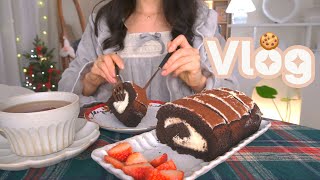 VLOG 📼 Christmas for a Korean Living Alone 🎄 Chocolate cake 🍰 Roast Chicken 🍗 Christmas present