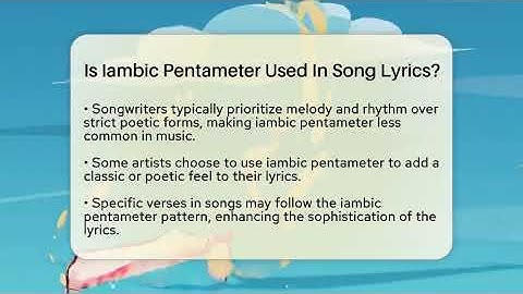 Is Iambic Pentameter Used In Song Lyrics? - The Prose Path