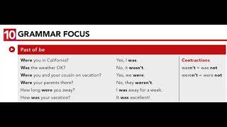 U7.10 GRAMMAR FOCUS: Past of be