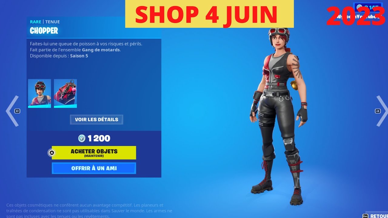 *NEW* CHOPPER FORTNITE SKIN BOUTIQUE 4 JUIN FORTNITE BATTLE ROYAL ITEM
