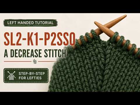 [LEFT-HANDED] Knitting Help: Sl2-K1-P2sso In A Knitting Pattern | Decrease Knit Stitch