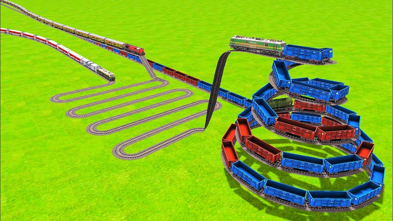 ONE TRACK THREE TRACK Curve 🪝CIRCLE ⭕ CROSSING With BUMPY CROSSING AND RAILCROSSING |Train Simulator