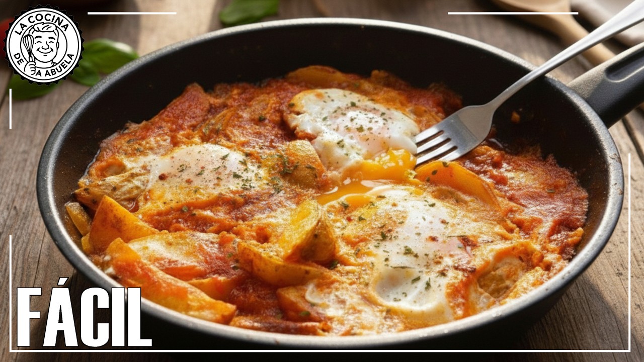 Huevos al plato con patatas SIN FREÍR y SIN HORNO | La cena fácil que hago en 15 minutos